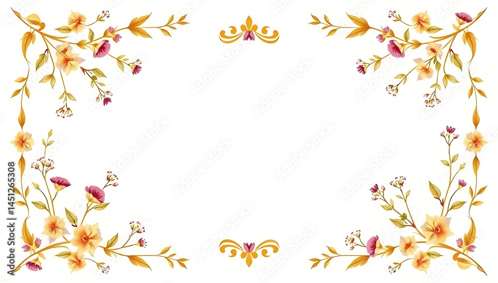 Elegant Gold Floral Border on Cream Background for Certificates Elegant Gold Floral Border on Cream Background for Certificates