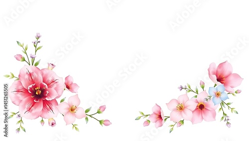 Spring Floral Certificate Border in Watercolor Style