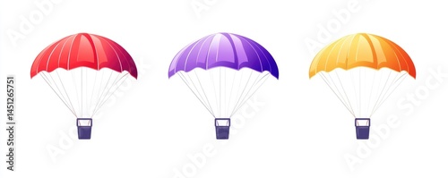 Colorful Parachutes: A Trio of Descending Canopies