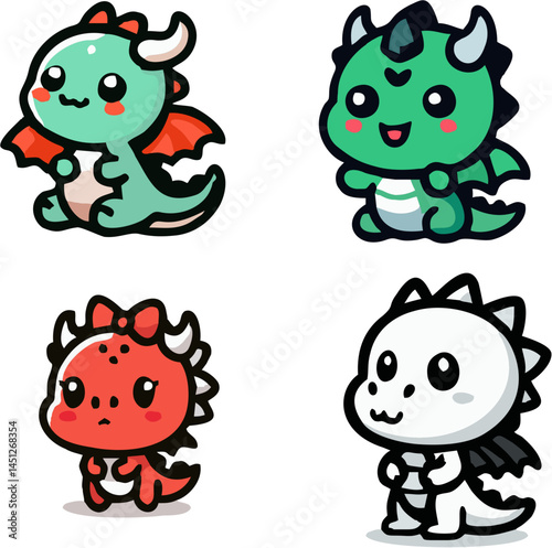 Cute Monsters Set – Cartoon Dragon and Creature Stickers