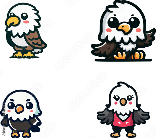 Majestic Bald Eagle – Cartoon Bird Sticker Vector