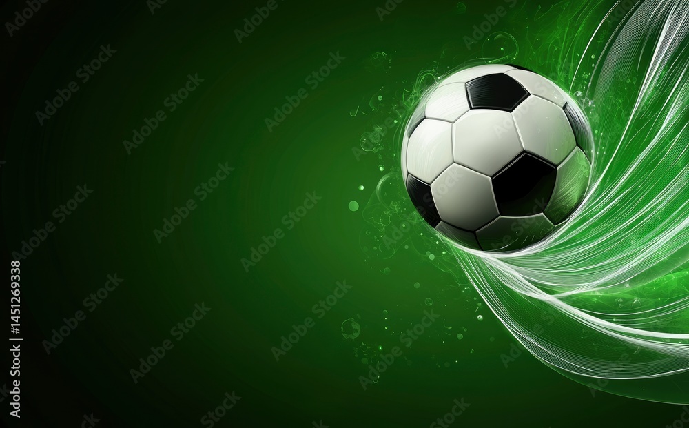 Fototapeta premium Dynamic Soccer Ball: Green Energy Abstract Art