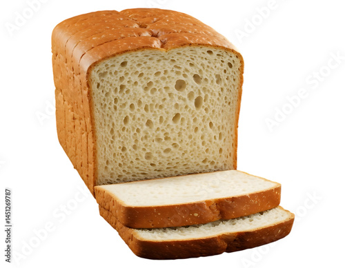 Freshly Sliced Loaf of Bread Against a Transparent PNG or isolated Background
