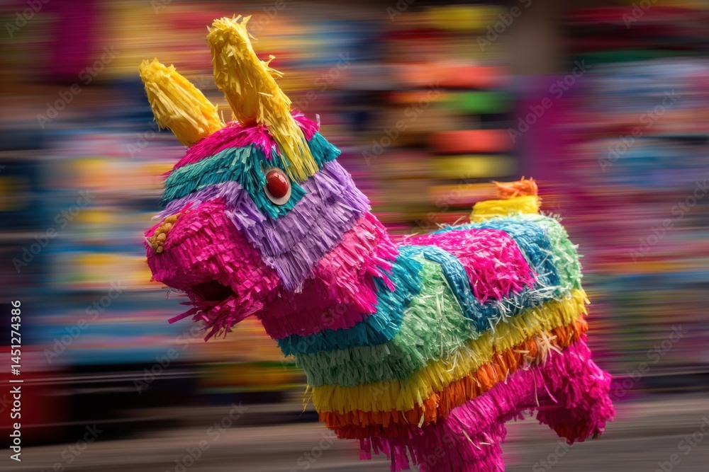 Fototapeta premium Pi�ata bursting with candy and action