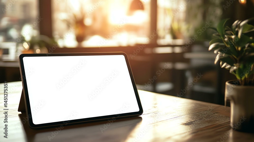 Fototapeta premium A realistic shot of a blank digital menu on a tablet, realistic material, clean white background, soft lighting