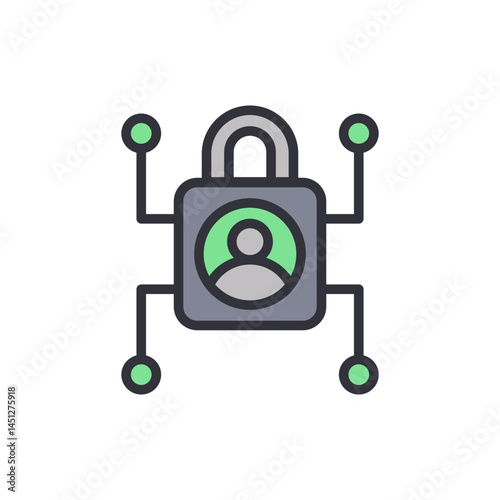 Digital account security colored icons, minimalist vector illustration ,simple transparent graphic element .Isolated on white background