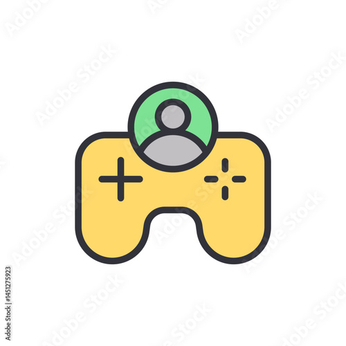 Game account colored icons, minimalist vector illustration ,simple transparent graphic element .Isolated on white background