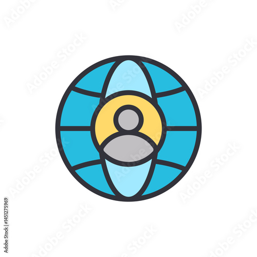 Digital account colored icons, minimalist vector illustration ,simple transparent graphic element .Isolated on white background