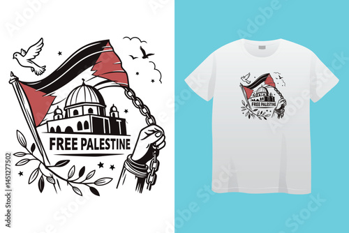 Palestine design vector, Save Palestine illustration for banner, t-shirt, poster, sticker, badges, social media design. Hand-Drawn Lettering Phrase, Calligraphy Graphic Typography.