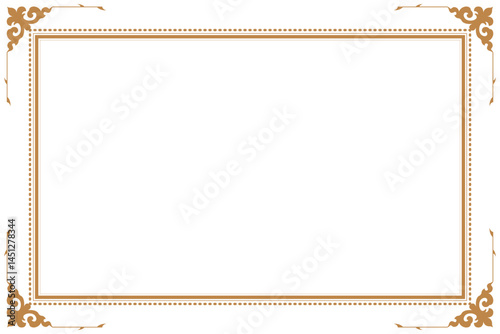 Elements of ornate vintage frames. Border gold on white classic calligraphy swirls, floral motifs. Design print for greeting cards, wedding invitations, restaurant menu, royal certificates. Set 2