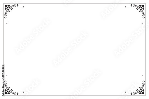 Wallpaper Mural Elements of ornate vintage frames. Border black on white classic calligraphy swirls, floral motifs. Design print for greeting cards, wedding invitations, restaurant menu, royal certificates. Set 6 Torontodigital.ca