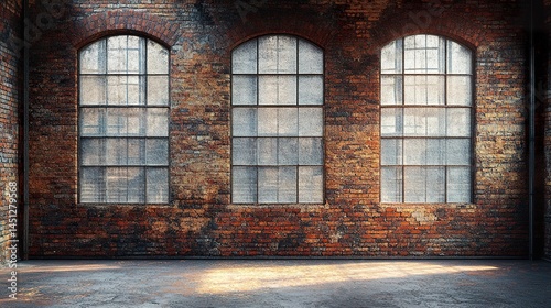 Empty rustic brick wall backdrop for text or product placement in industrial style  