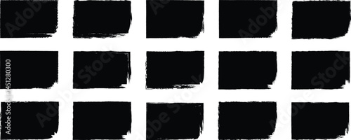 Brush strokes vector. Paint, ink brush, brush strokes, brushes, lines, frames, buttons, grungy rough grunge thick paint box texture. Brush square set. Brush stroke square frame set