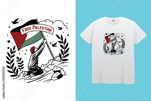Palestine design vector, Save Palestine illustration for banner, t-shirt, poster, sticker, badges, social media design. Hand-Drawn Lettering Phrase, Calligraphy Graphic Typography.