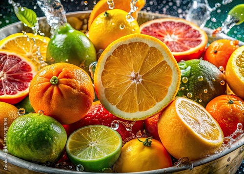 Macro Citrus Bowl Photography: Vibrant Juicy Fruit Close-up Images