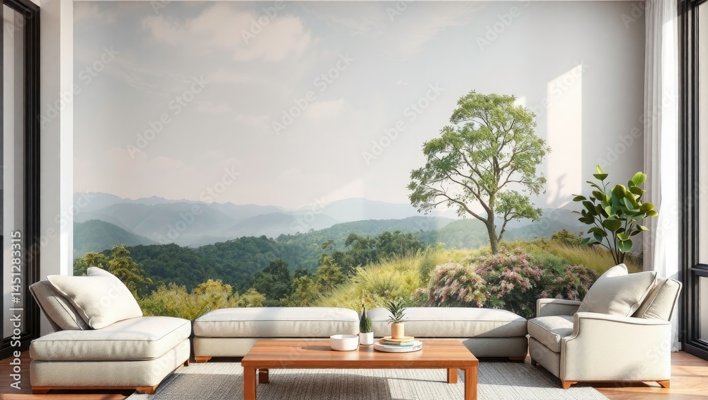 Fototapeta premium Serene Forest Landscape Wall Art for a Calm Living Room