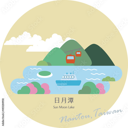 Taiwan Tourist Attractions Minimal Landmarks-Sun Moon Lake