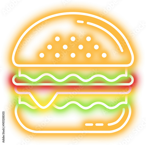 Hamburger Neon Line Icon