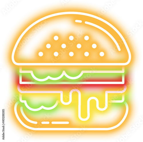 Hamburger Neon Line Icon