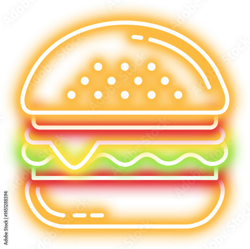Hamburger Neon Line Icon