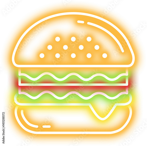 Hamburger Neon Line Icon
