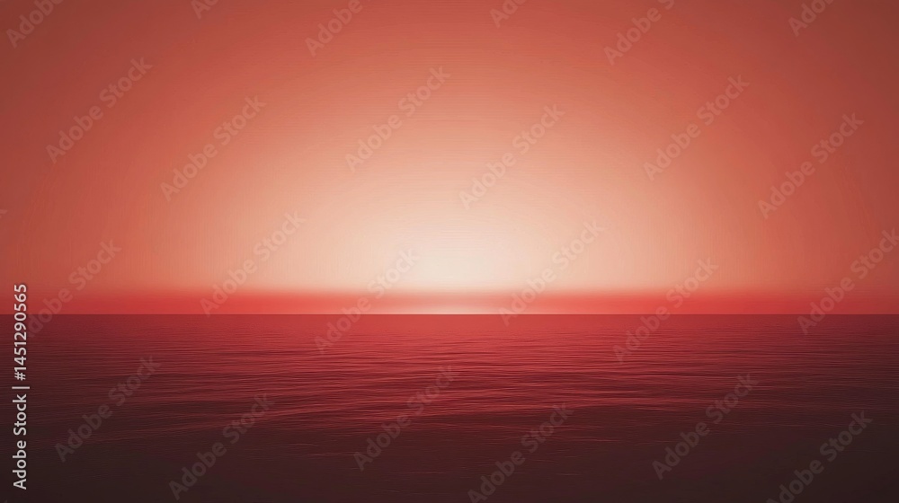 Obraz premium Stunning Red Sunset Over the Calm Ocean on red background