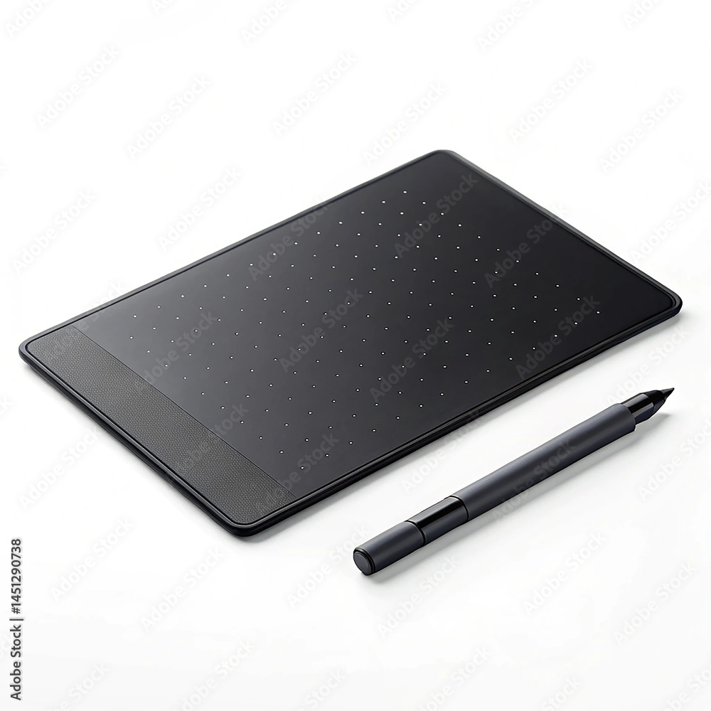 Digital drawing tablet with pen white background Digital drawing tablet with pen white background