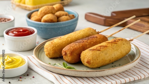 Corn dogs korean hot dogs