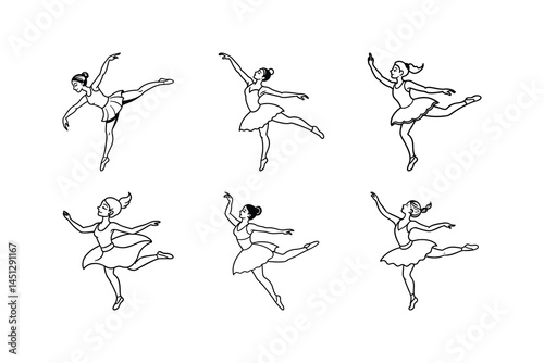 Elegant Ballerina Spinning Silhouette Vector