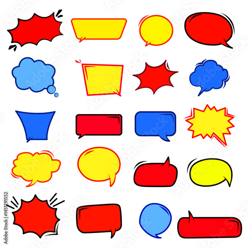 Colorful comic speech bubbles and interactive