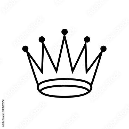 Crown Icon – Minimal Royal Symbol in Black Line Art