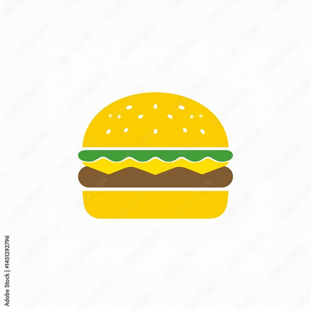 cheeseburger icon logo with simple color illustration on isolated white cheeseburger icon logo with simple color illustration on isolated white