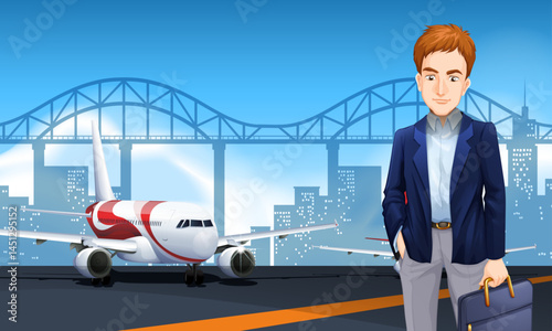 business man with airplane
