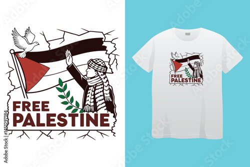 Express your support with this Free Palestine graphic t-shirt design vector illustration.