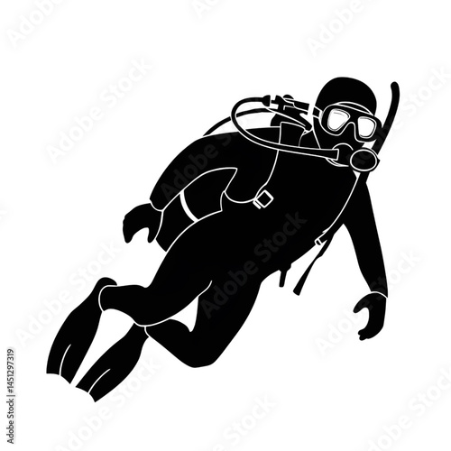 Silhouette of a Scuba Diver in Full Gear