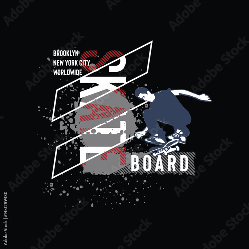 Bold and edgy vector typography design for extreme skateboard sports featuring street-style slogans and motivational words that celebrate freedom, risk-taking, energy, and unstoppable urban spirit.
