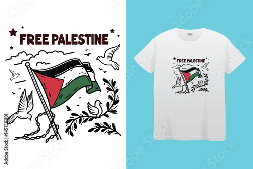 Express your support with this Free Palestine graphic t-shirt design vector illustration.