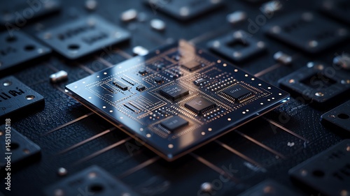 Advanced Microchip Technology With Circuit Board Details For Innovation And Computing Systems Representing Semiconductor Industry And Data Processing Applications