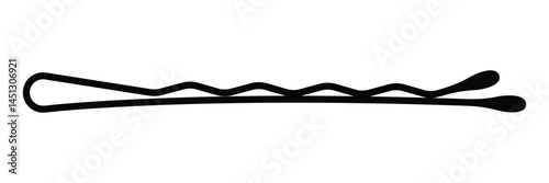 Bobby pin vector icon. Hair clip or styling pin silhouette. Hair accessory or hairstyling tool symbol. Black silhouette isolated on white background.
