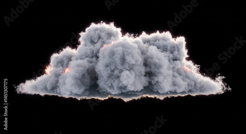 Realistic cumulonimbus cloud glowing on dark background