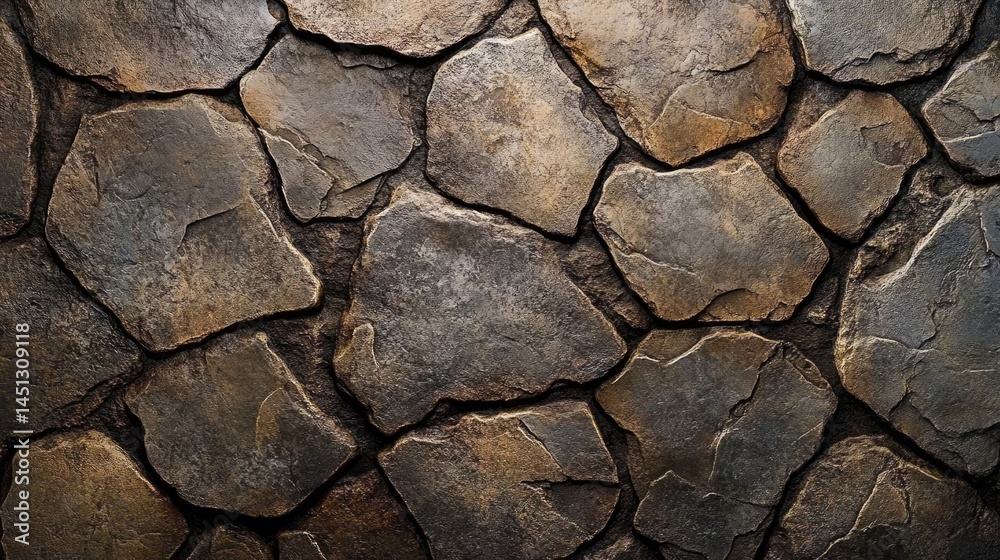 Fototapeta premium Close-up view of a textured stone pavement.