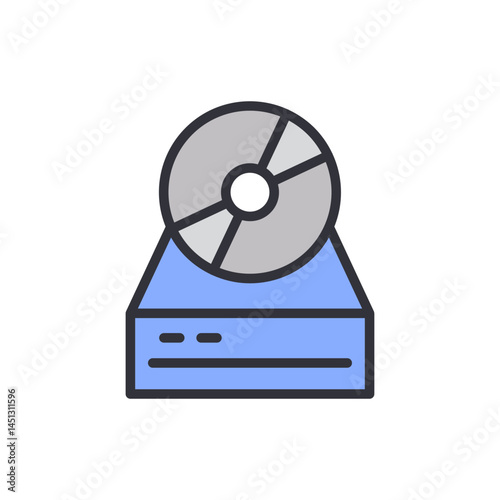 Disc drive colored icons, minimalist vector illustration ,simple transparent graphic element .Isolated on white background