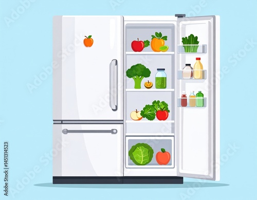 Wallpaper Mural Colorful Fresh Food In Open Refrigerator Torontodigital.ca