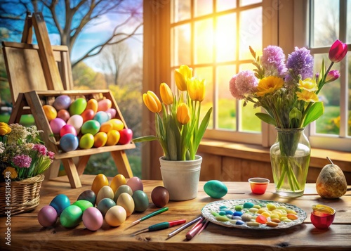 Sunny Easter Egg Painting: Home Studio Photography, Spring Crafts, Festive Decor, DIY Easter, Colorful Eggs