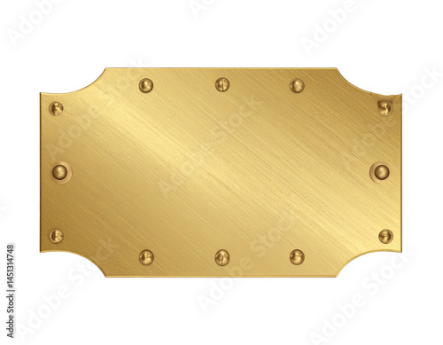 Elegant gold metal plaque with rivets for customized sign options