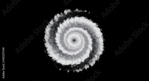 White smoke creating a spiral on black background