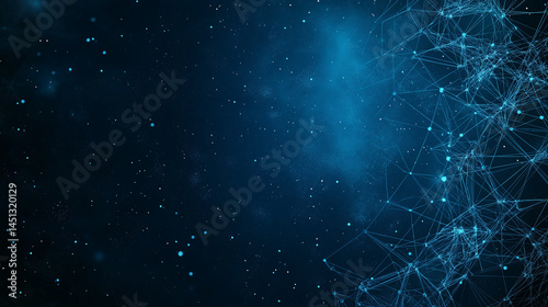 Digital Universe: An interconnected network of luminous dots and lines pulsates against a deep indigo canvas, capturing the essence of a technological singularity and innovation.