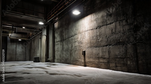 Obraz na płótnie Industrial interior space with concrete walls and soft lighting. w salonie