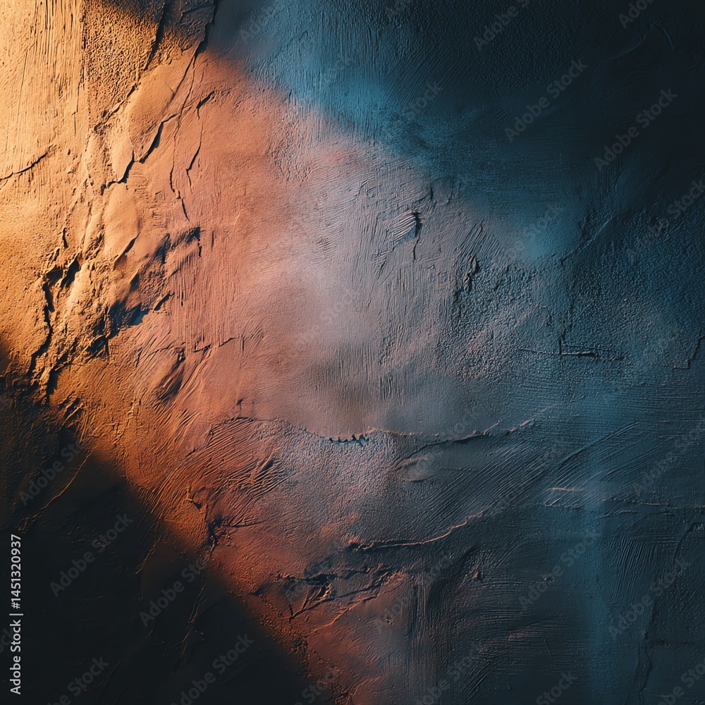 Abstract textured wall background with warm and cool tones.