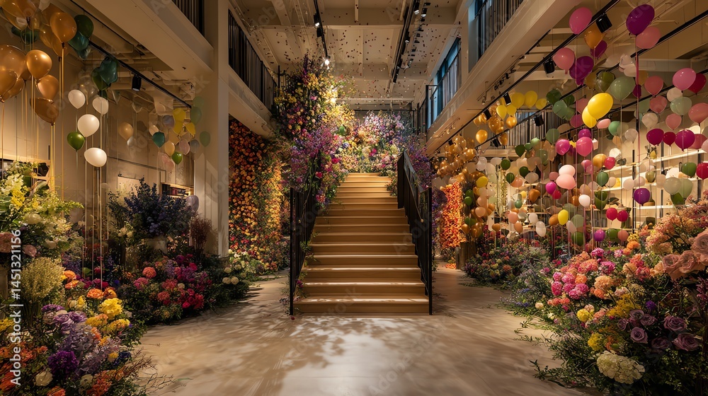 Beautiful floral display with colorful arrangements and decorative elements.